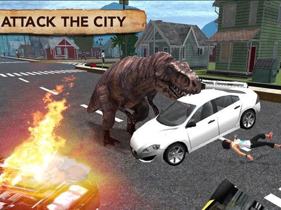 Dinosaur Simulator Trex Destruction Jurassic Forest & City Hungry Dino Carnage screenshot 4