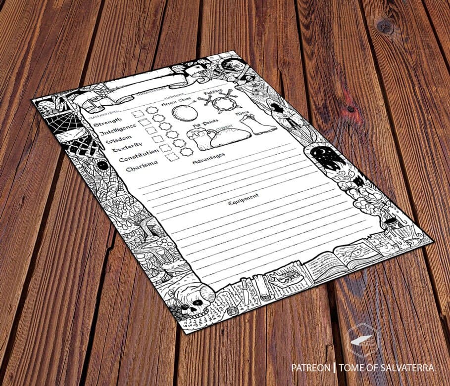 Old School Illustrated Character Sheet