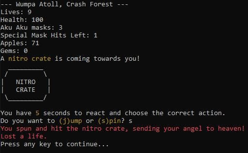 Crash Bandicoot Text Adventure screenshot 4