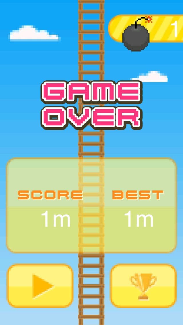 Pixel Man Climbing Ladder
