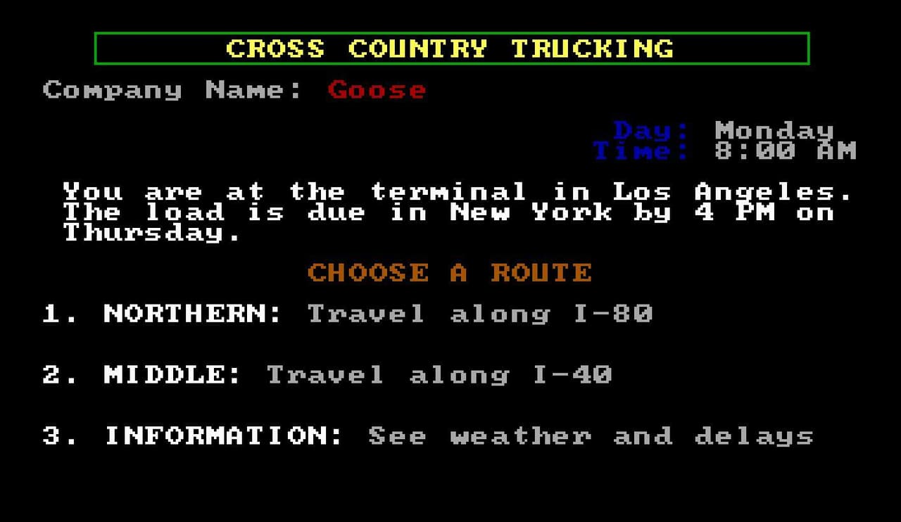 Cross Country Trucking - MS DOS screenshot 6