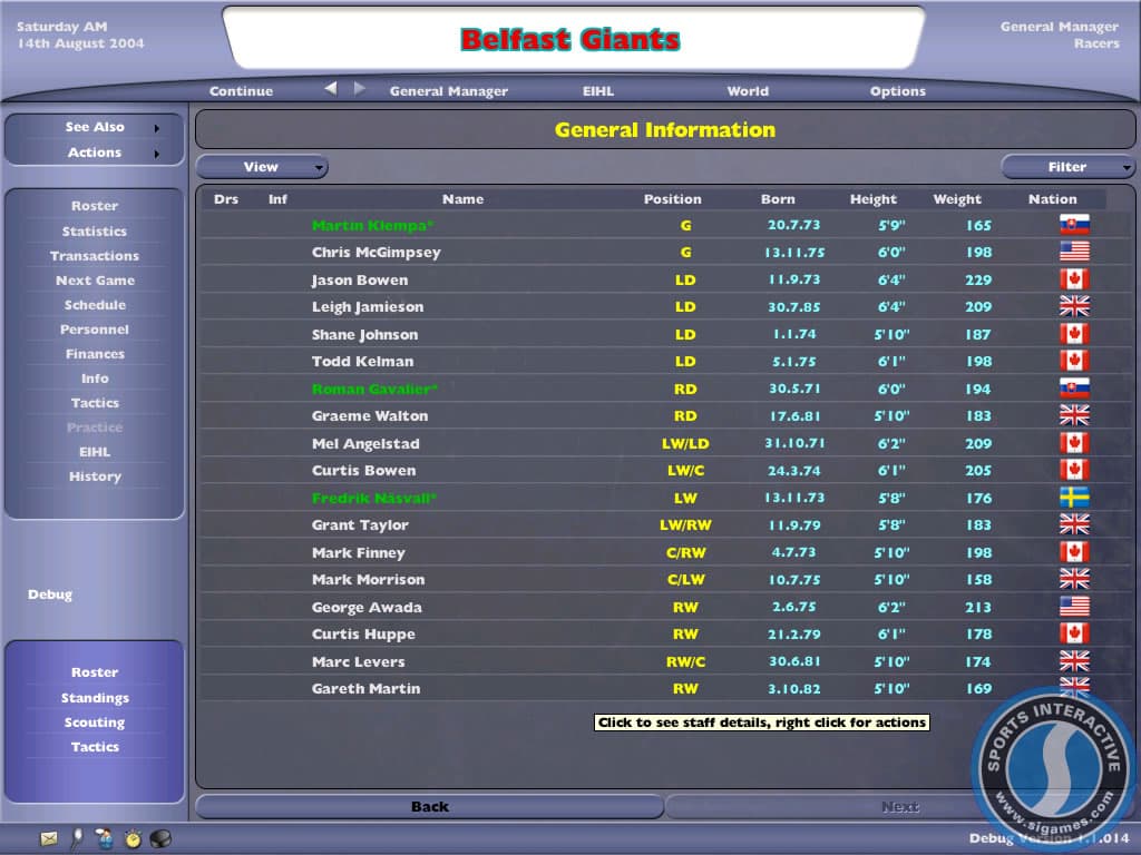 NHL Eastside Hockey Manager 2005 screenshot 6