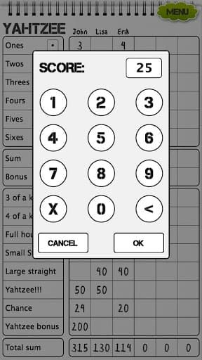 Yahtzee scoresheet screenshot 4