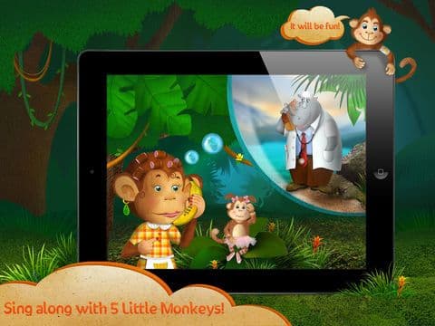 Kids Apps ∙ 5 Little Monkeys jumping on the bed. Interactive Nursery Rhymes.