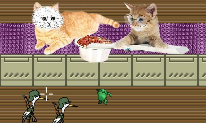 You are a frog shooting birds while cats watch but remain largely uninterested screenshot 2