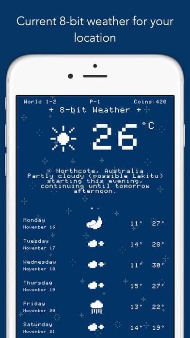 8-bit Weather - hyper local forecasts screenshot 2