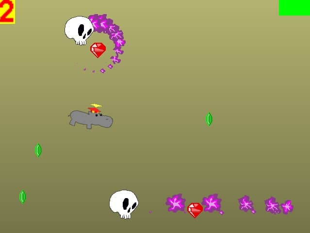 Hippo tries not to die from skeletons