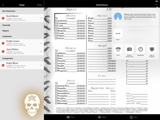 Real Sheet: NWOD Mage ∞ screenshot 3