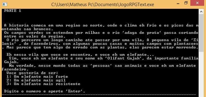 Jogo do elefante - RPG text screenshot 2