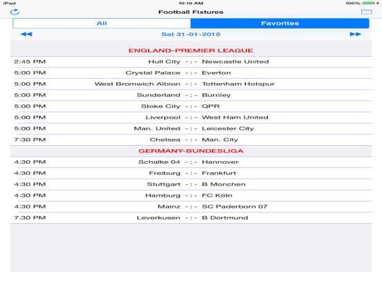 Football Fixtures * screenshot 2