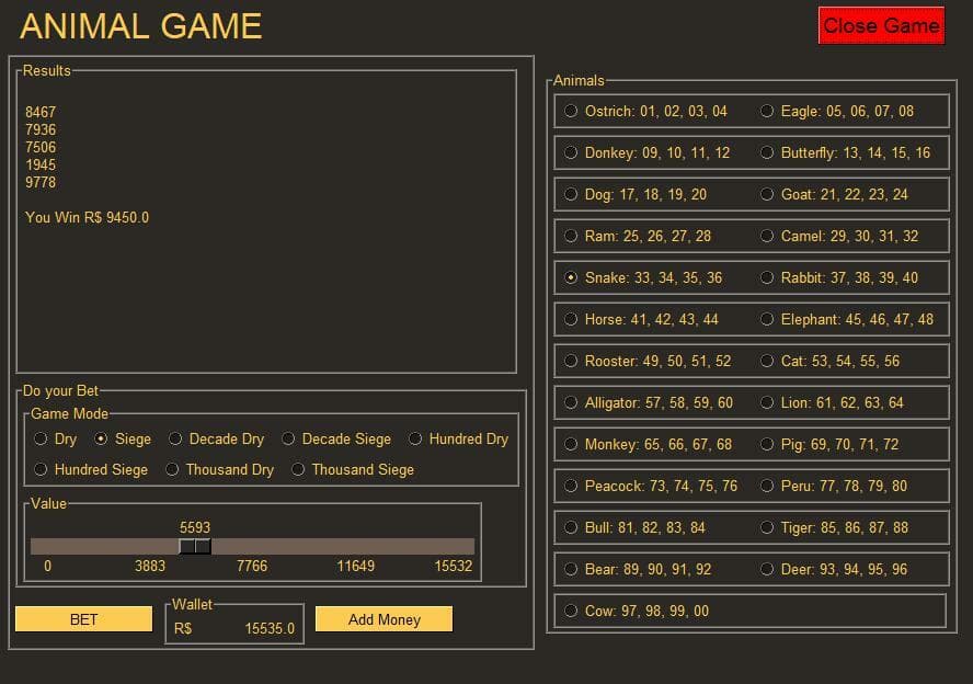 Animal Game Simulator