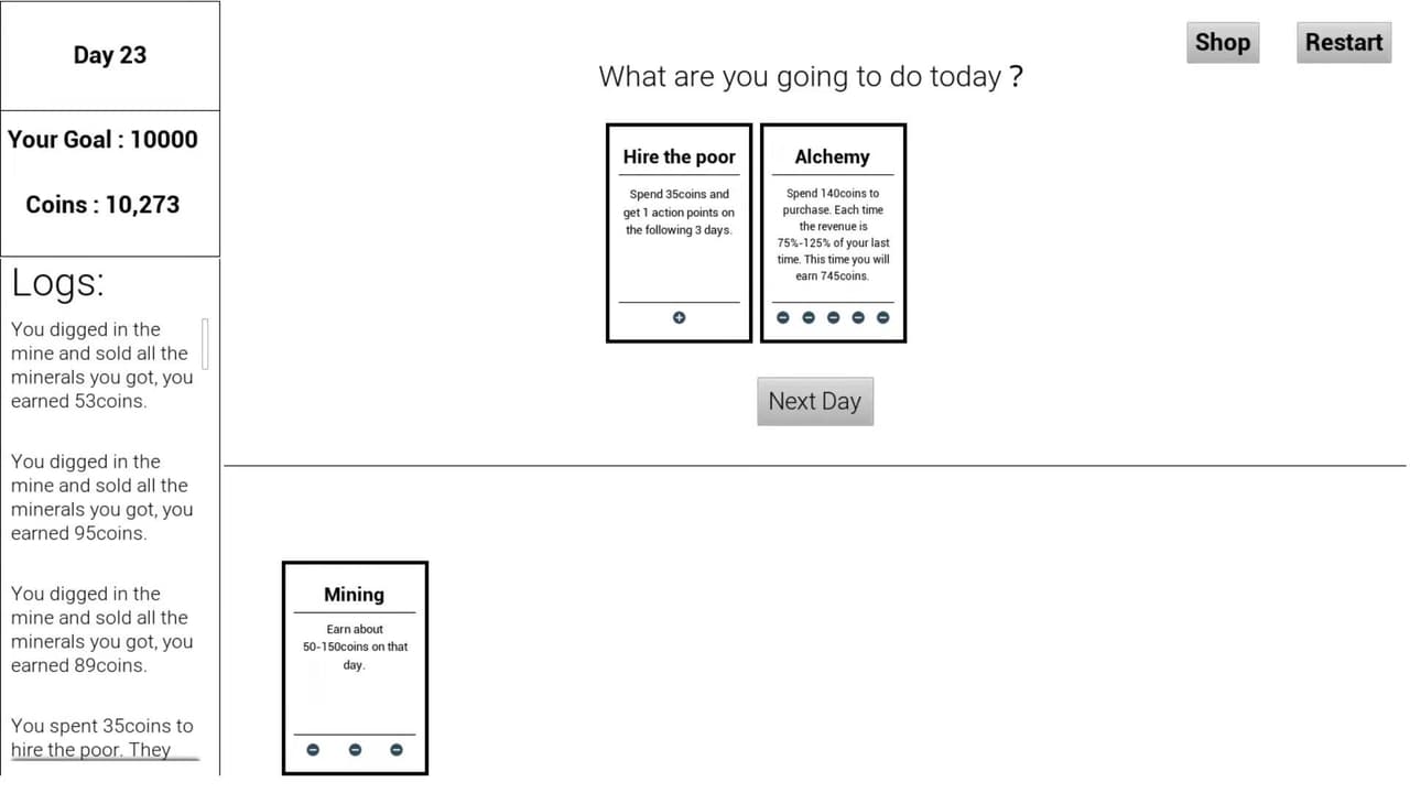 Money earning simulator