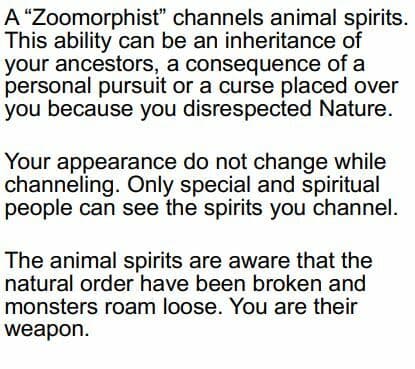 Zoomorphist Class for Slayers