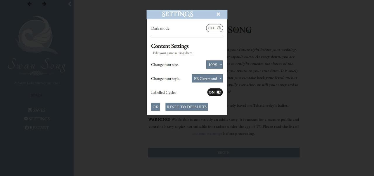 Swan Song (swansong-if) screenshot 3