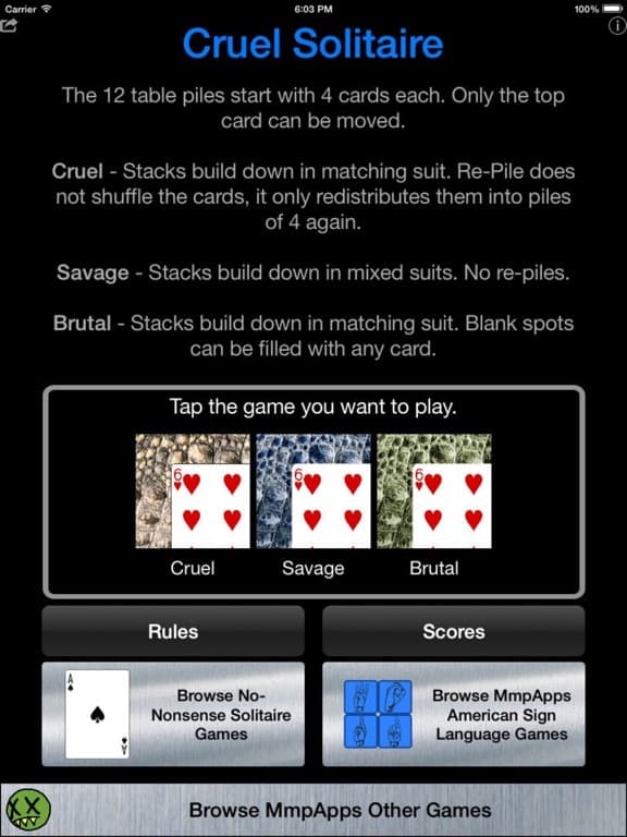 Cruel Solitaire - Classic screenshot 2