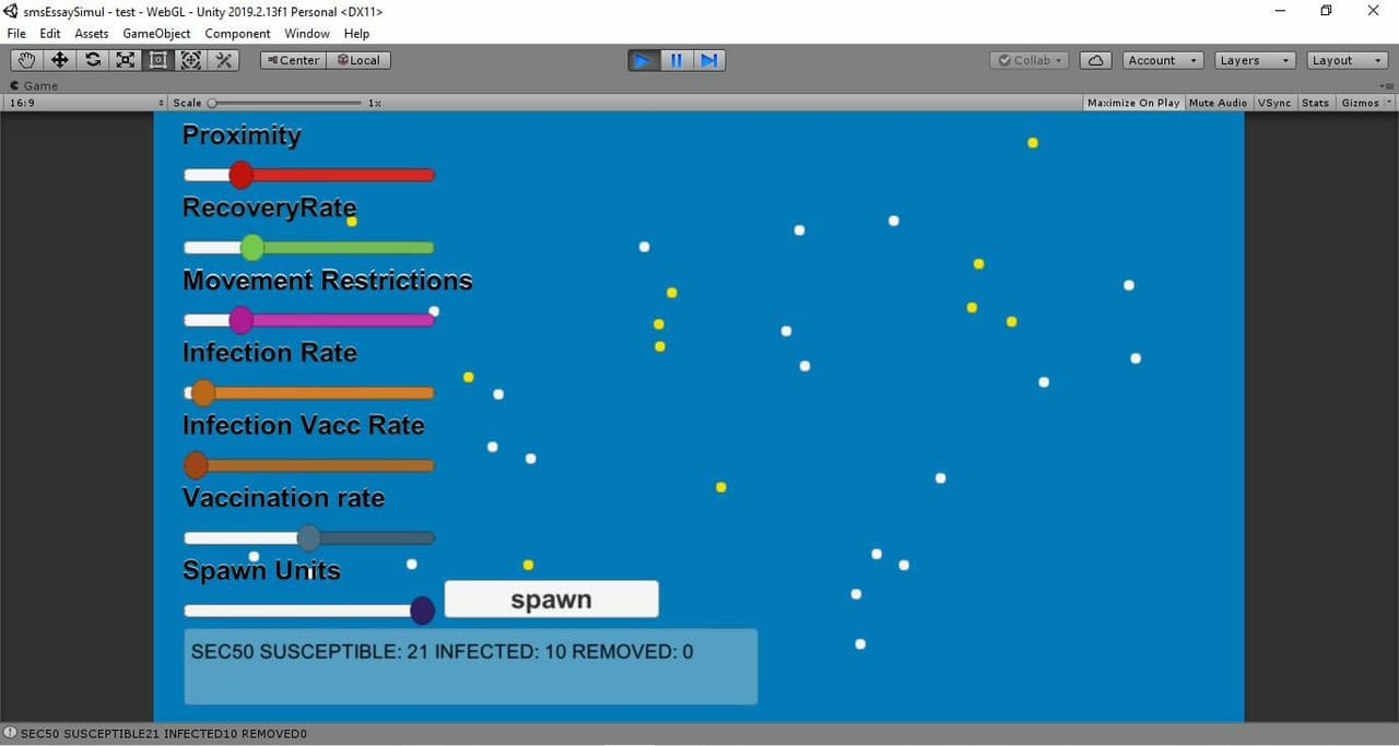 Simulation of virus spread