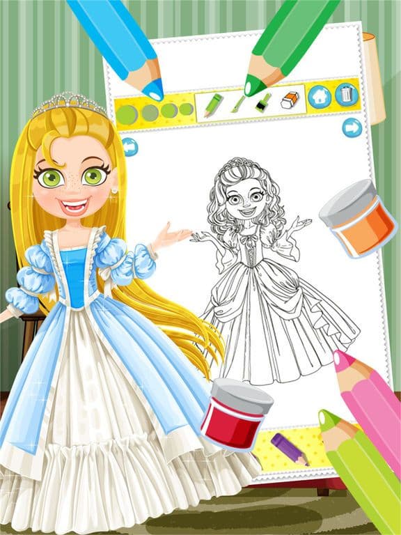 Princess Colorbook Educational Coloring Game for Kids Girls screenshot 4