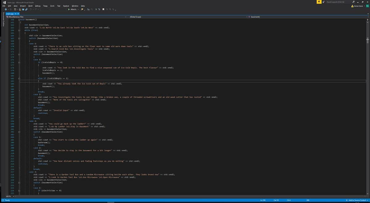 Deep Horrors "Text Adventure"