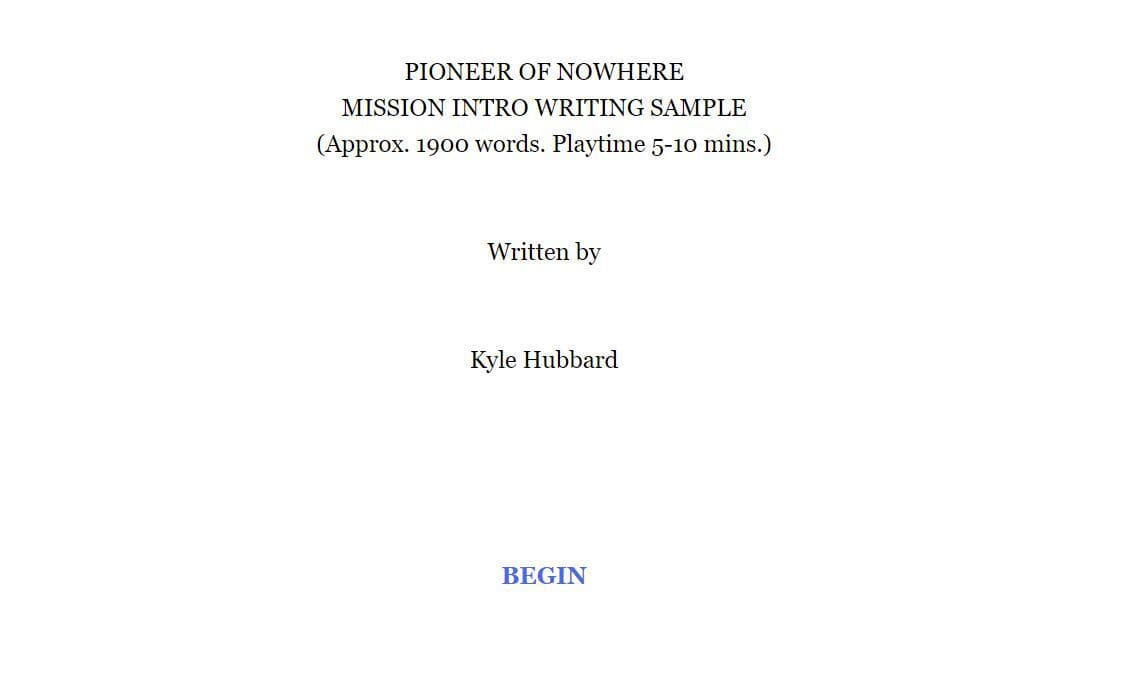 Pioneer of Nowhere
