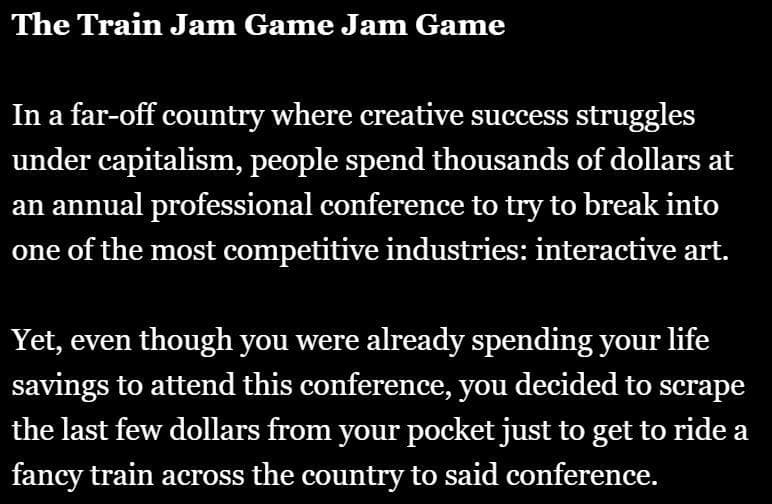 The Train Jam Game Jam Game