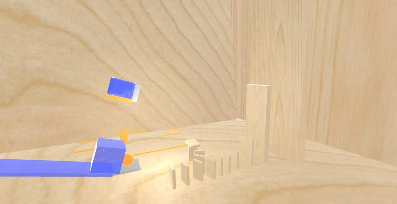 Simple Rube Goldberg Machine with Some Dominos