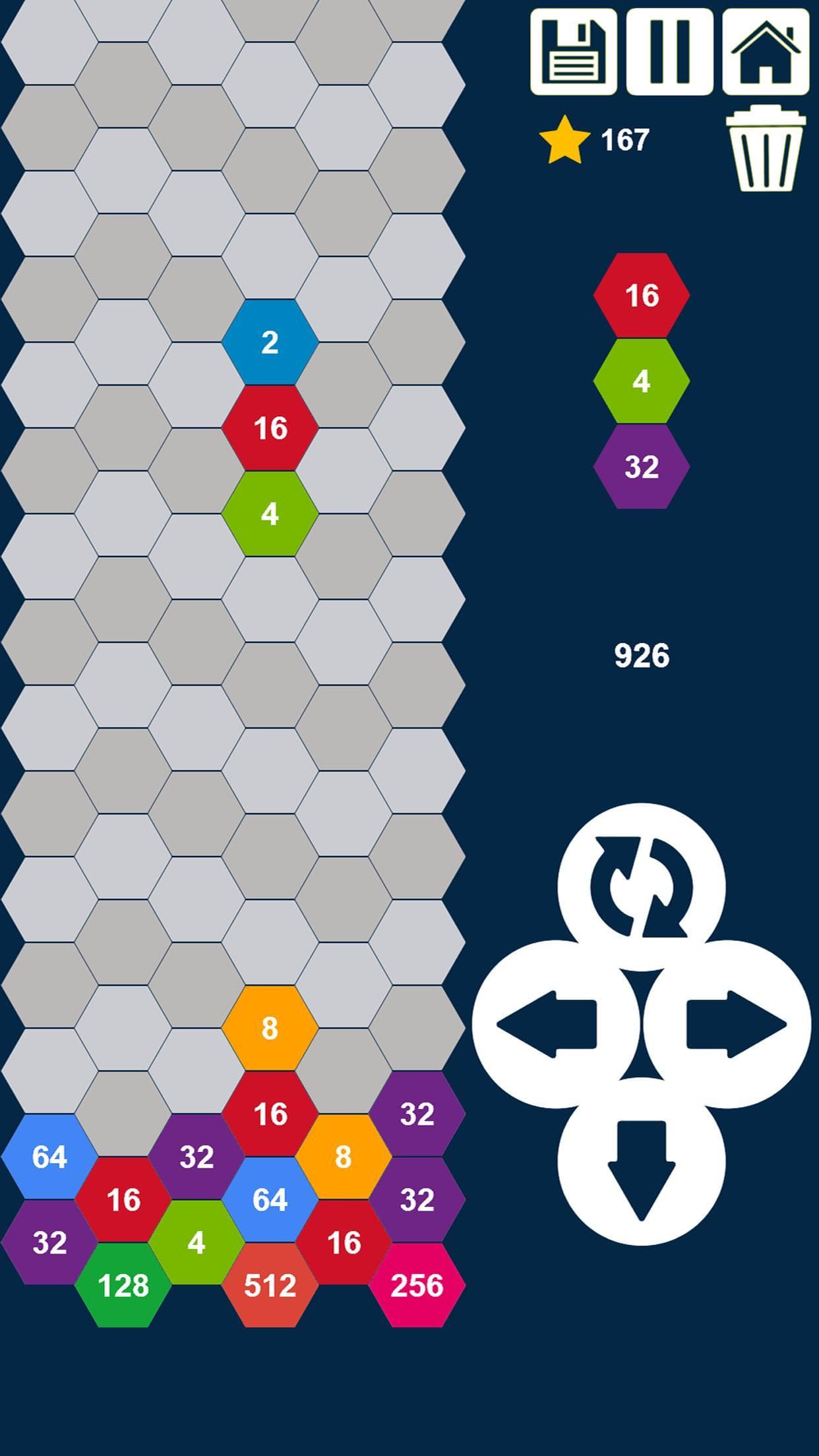 Hexa Columns 2048 Puzzle: Drop n Merge Numbers screenshot 3