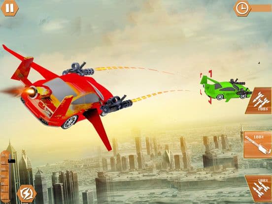 Flying Car Shooting Chase: Air Stunt Simulator