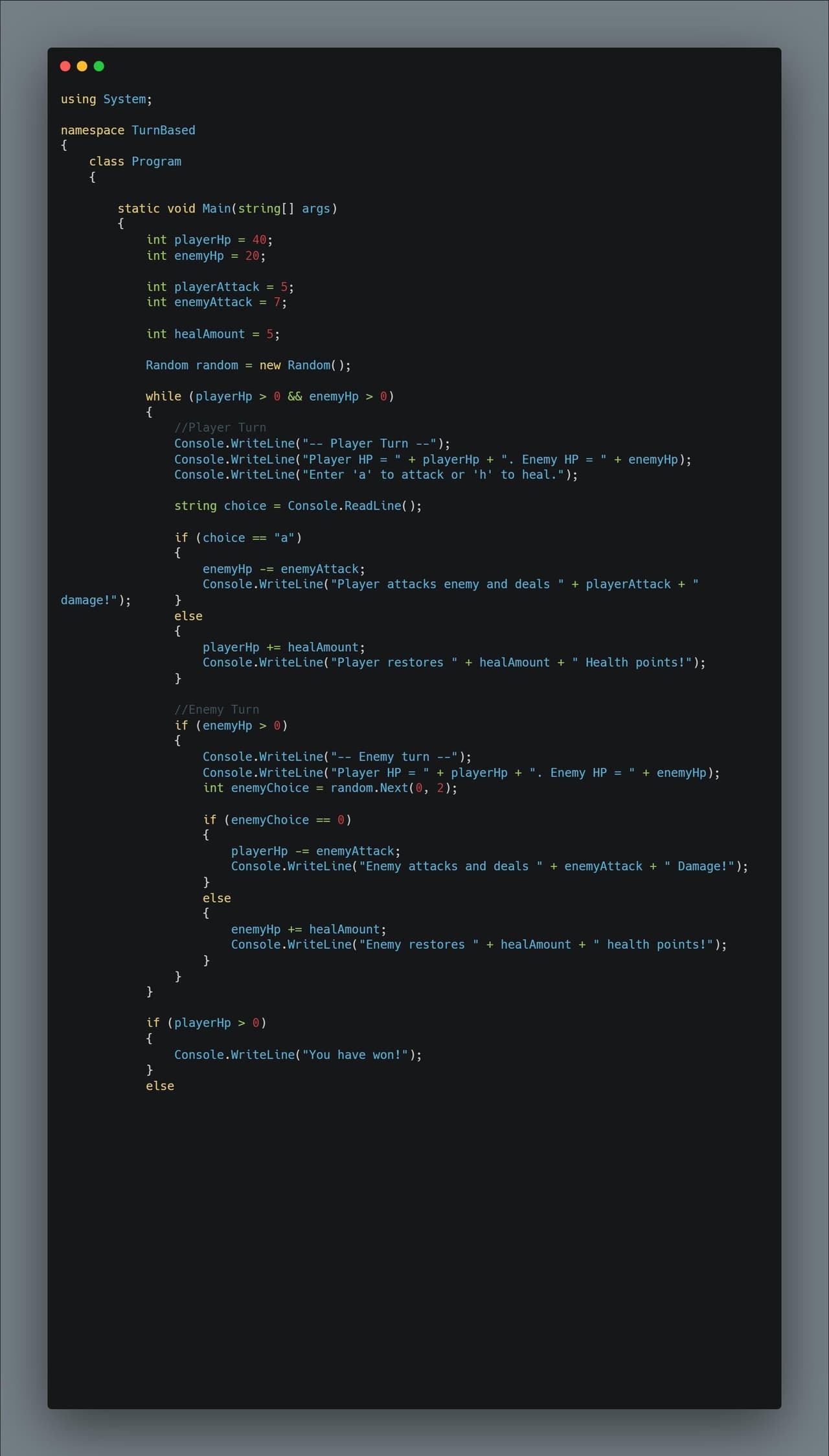 C# Turn Based