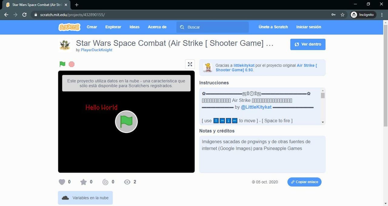 star war space war scratch
