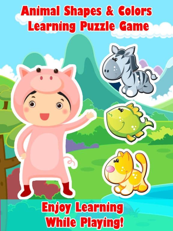 Animal Shapes & Colors Learning Puzzle Game