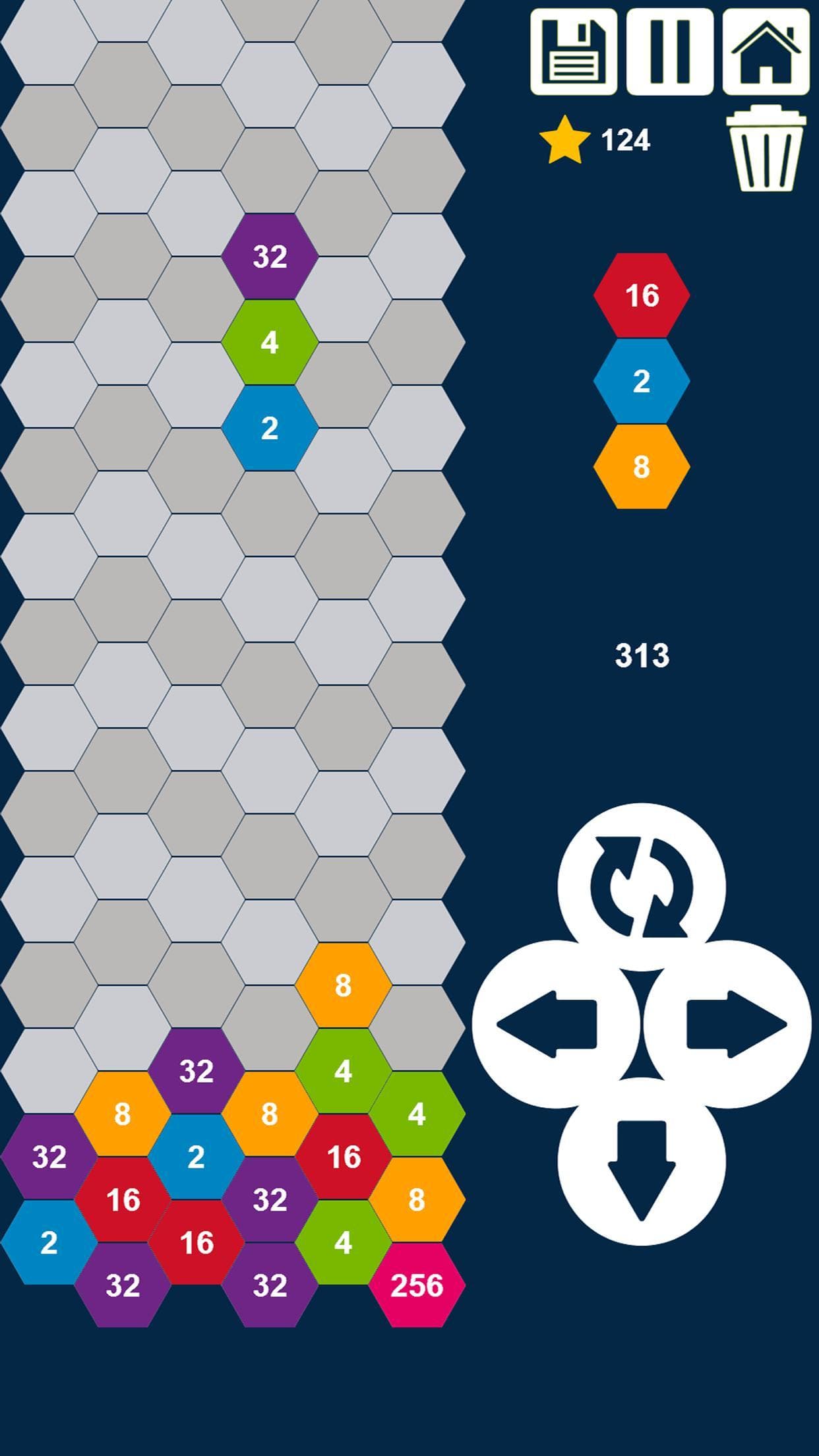 Hexa Columns 2048 Puzzle: Drop n Merge Numbers screenshot 2