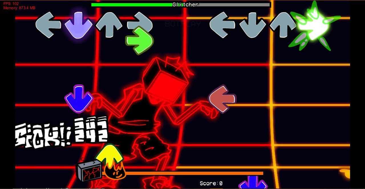 FNF: Glitcher but Hex and Wire Firey Sings it