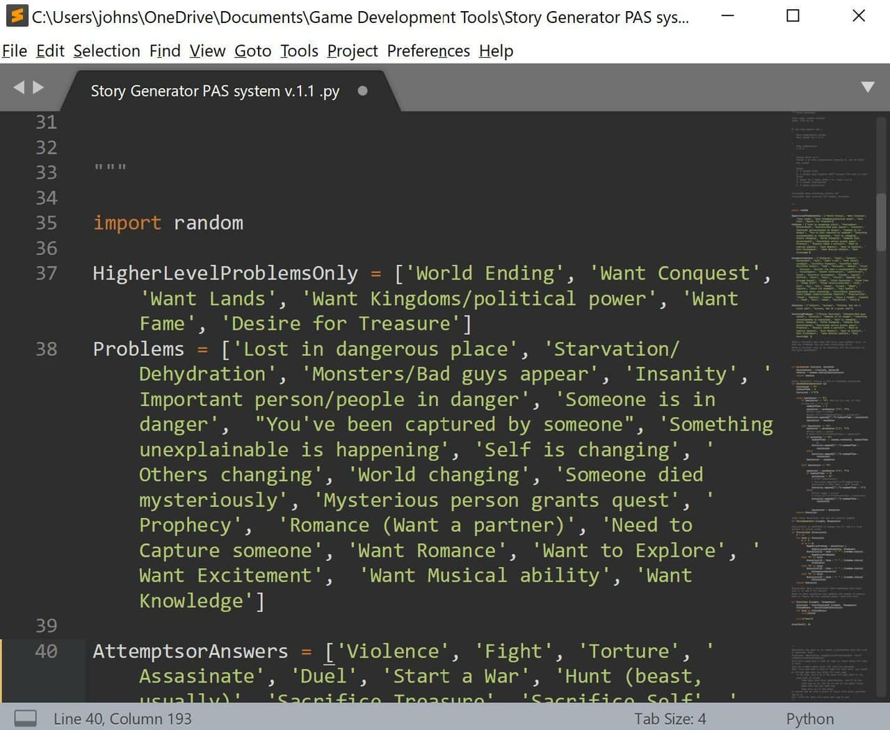 Story Generator v.0.1