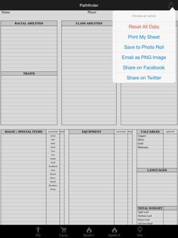 Real Sheet: Pathfinder + Dice Table screenshot 5