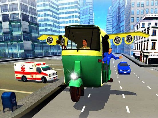 Futuristic Flying tuk tuk rickshaw simulator 3D screenshot 3