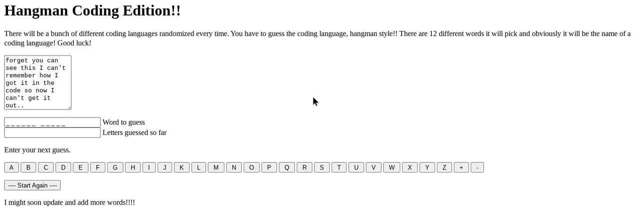 Hangman Coding Edition!!