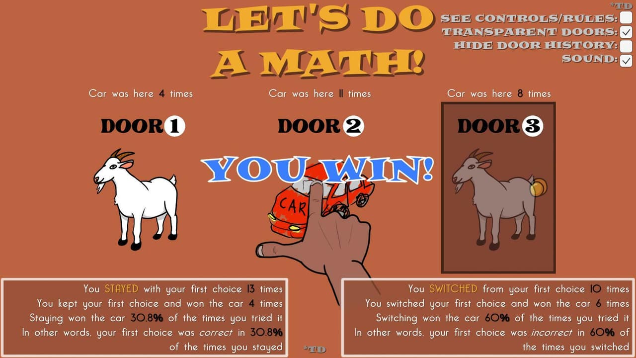 PLAYABLE Monty Hall Problem Simulator screenshot 2