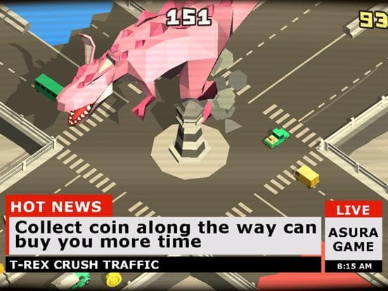 T-Rex crush traffic: Survival screenshot 5
