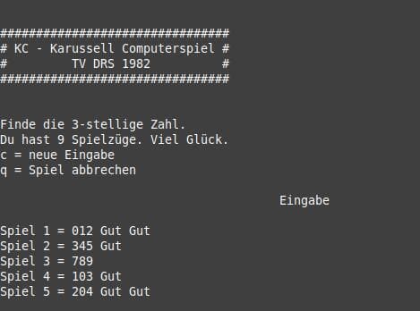 KC - Karussell Computerspiel TV DRS 1982 screenshot 2