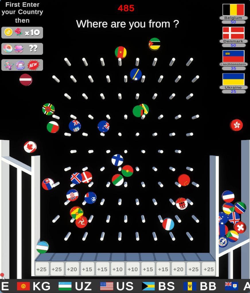 Tiktok Live game (Plinko Country Flag)