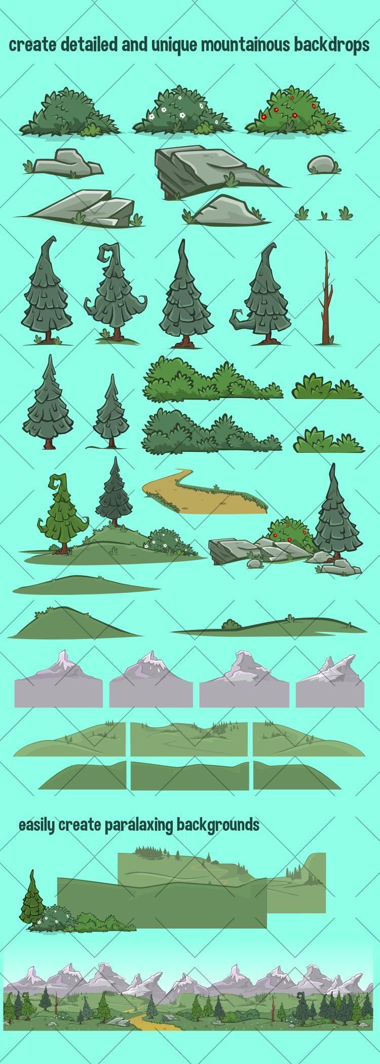 Mountain scene construction kit