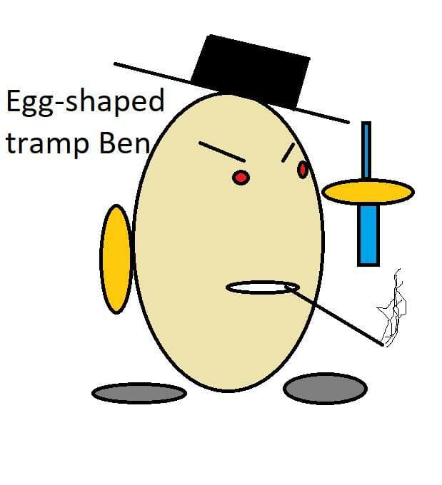 Menel Srajko (pl), Egg-shaped tramp Ben (eng)
