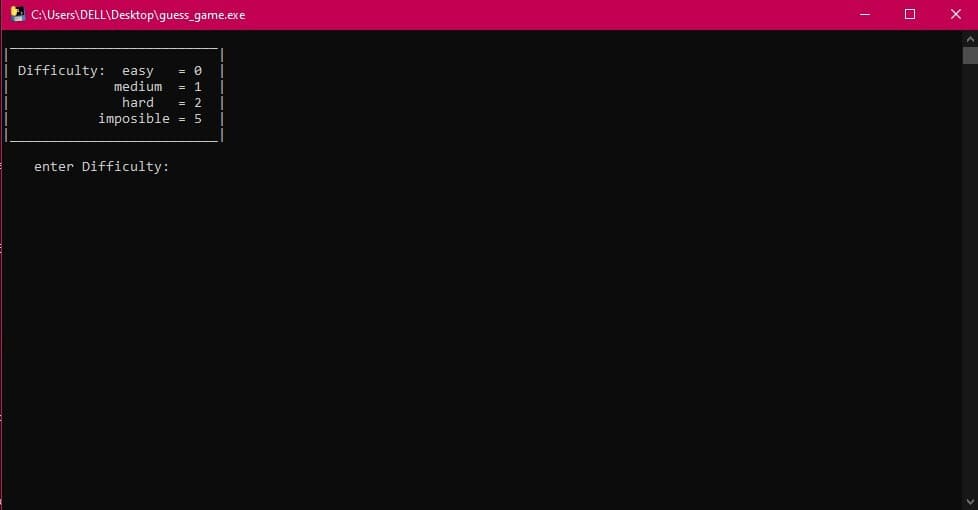 guessGame screenshot 2