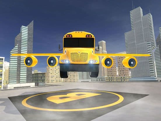 Flying School bus simulator 3D free - school kids