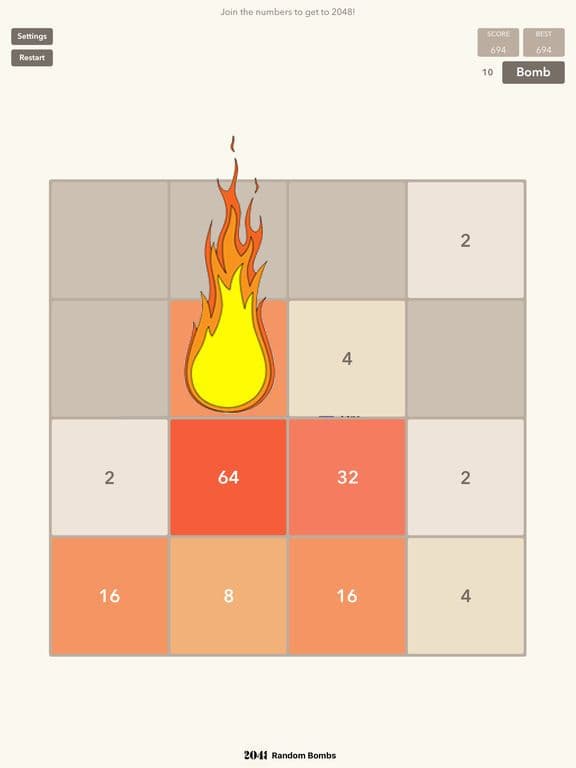 2048 Random Bombs - (classic 3x3, 4x4, 5x5 2408)