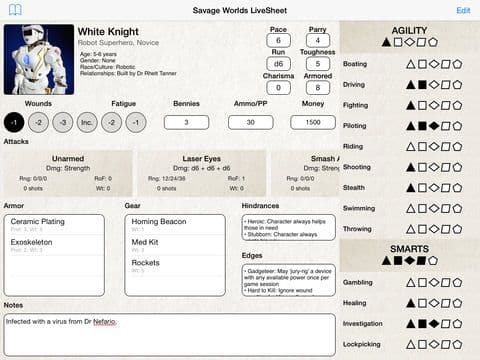 Savage Worlds LiveSheet
