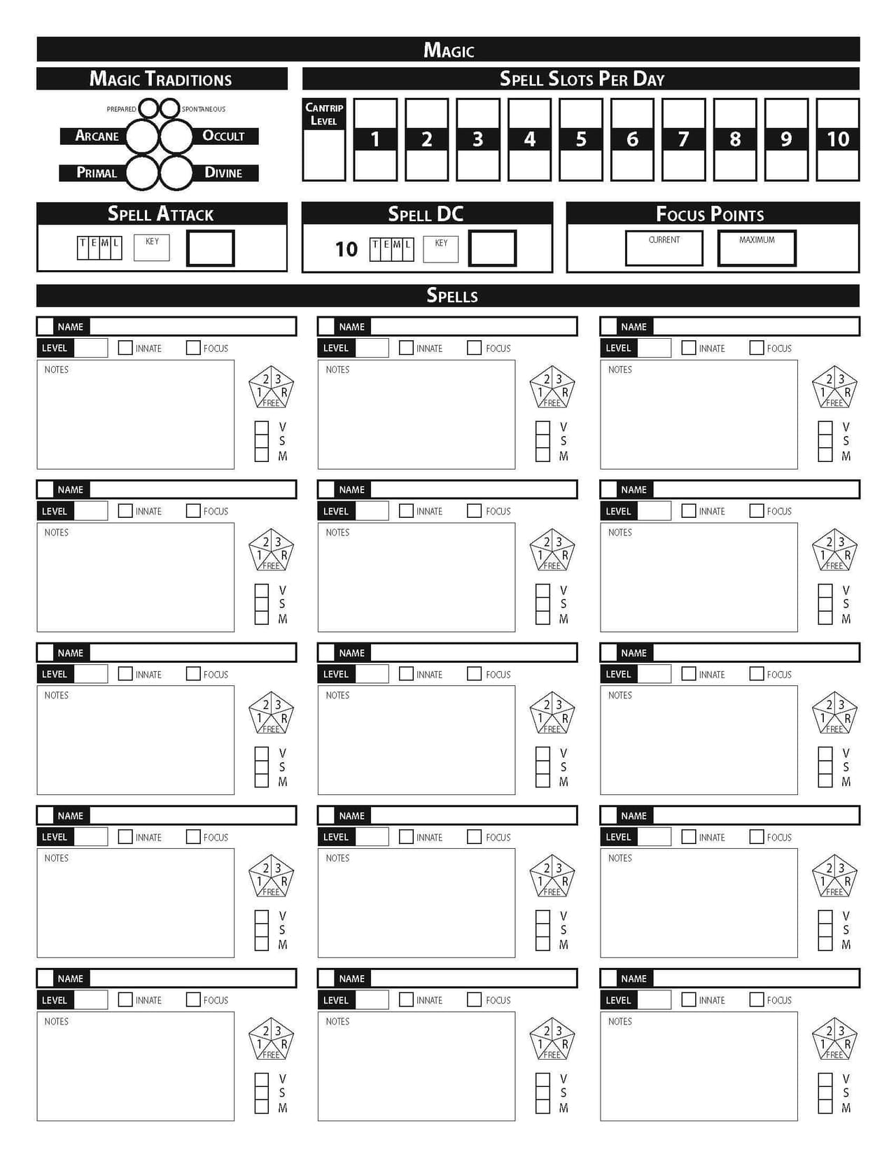 Pathfinder 2nd Edition character sheet (5 pages FORM FILLABLE INCLUDED) screenshot 4
