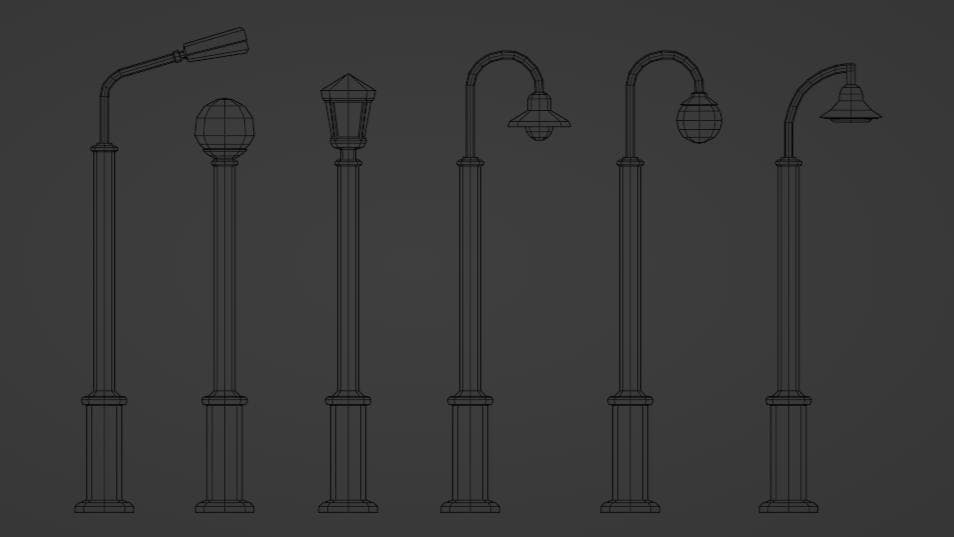 Low Poly Street Lamp Pack (Recolorable) screenshot 2