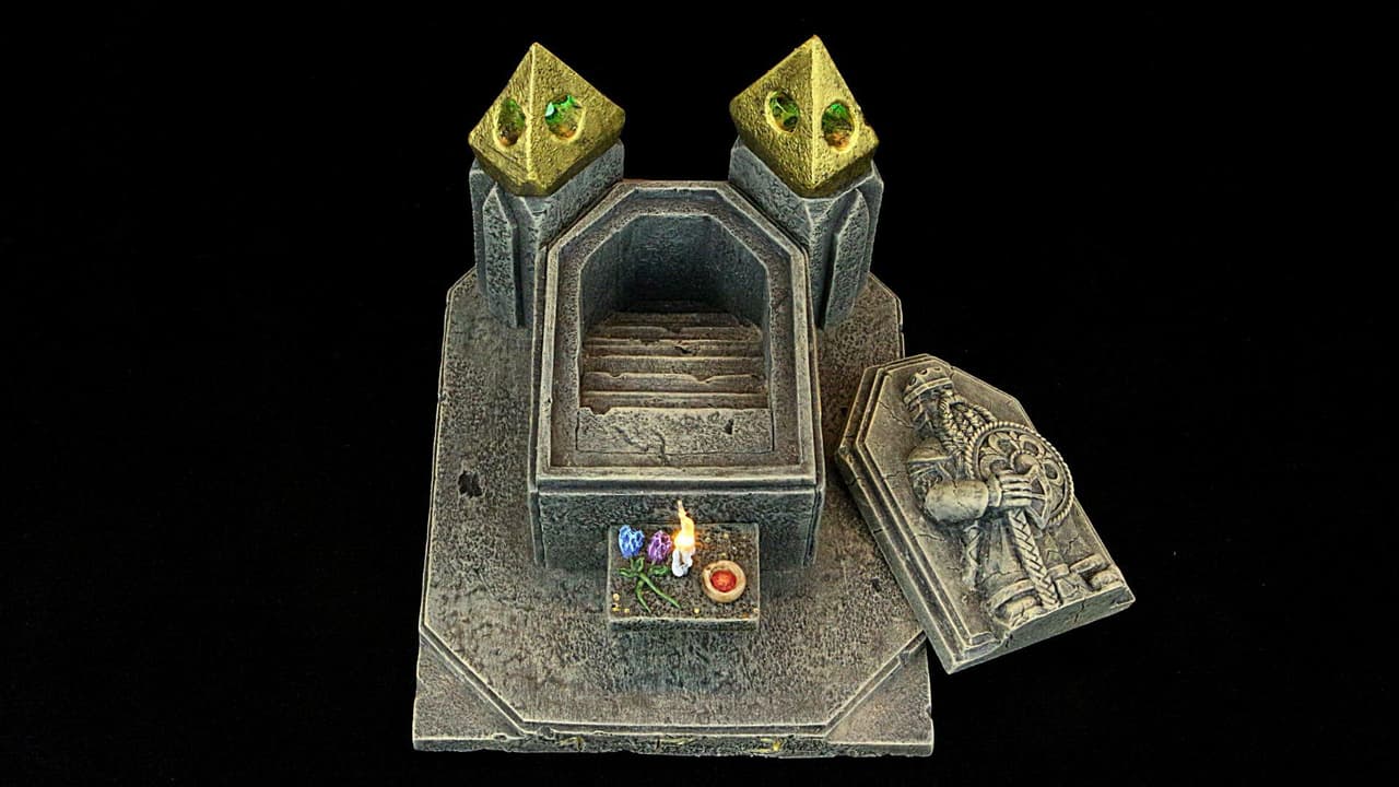 Dwarven Tomb with LED Candle and Pillars