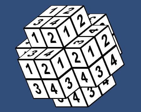 Numbered Cross Cube 2x2x4 s6